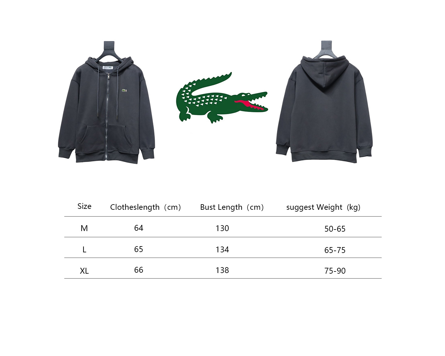 Lacoste crocodile embroidered jacket Dark Grey