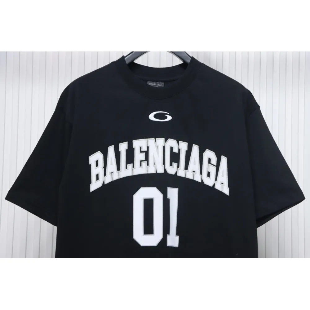 Balenciaga 25ss Basketball Embroidery 01 Print T-shirt Black