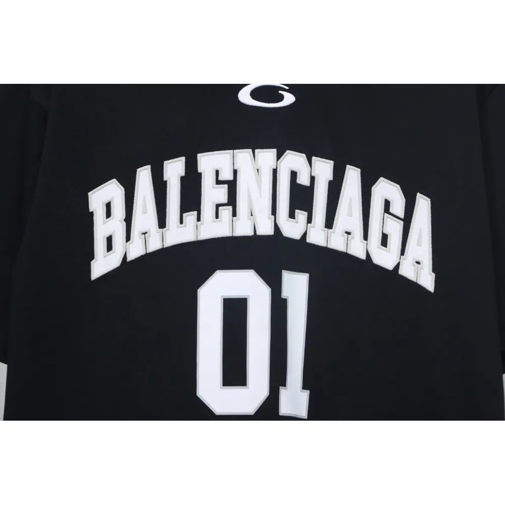 Balenciaga 25ss Basketball Embroidery 01 Print T-shirt Black