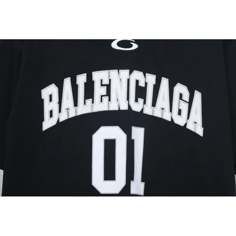 Balenciaga 25ss Basketball Embroidery 01 Print T-shirt Black