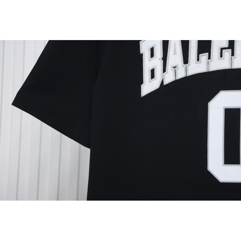 Balenciaga 25ss Basketball Embroidery 01 Print T-shirt Black