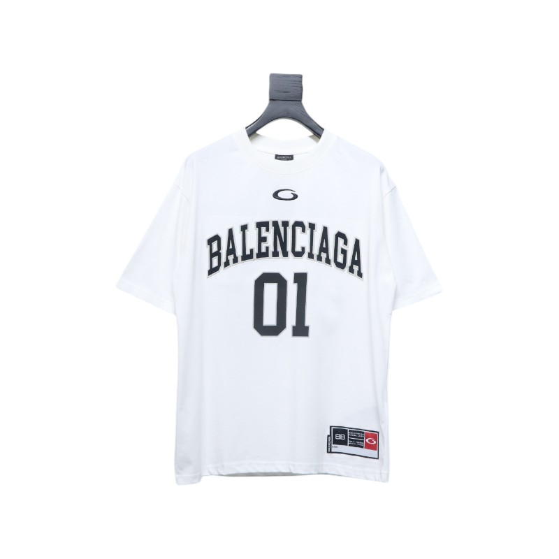 Balenciaga 25ss Basketball Embroidery 01 Print T-shirt White