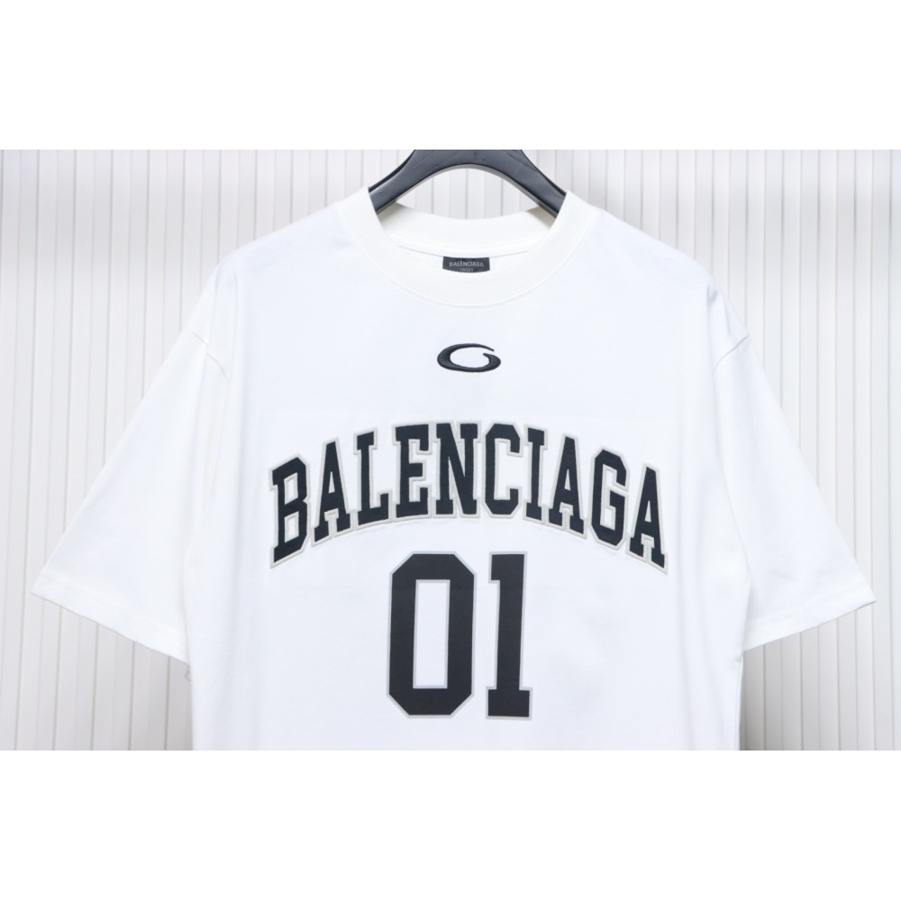 Balenciaga 25ss Basketball Embroidery 01 Print T-shirt White