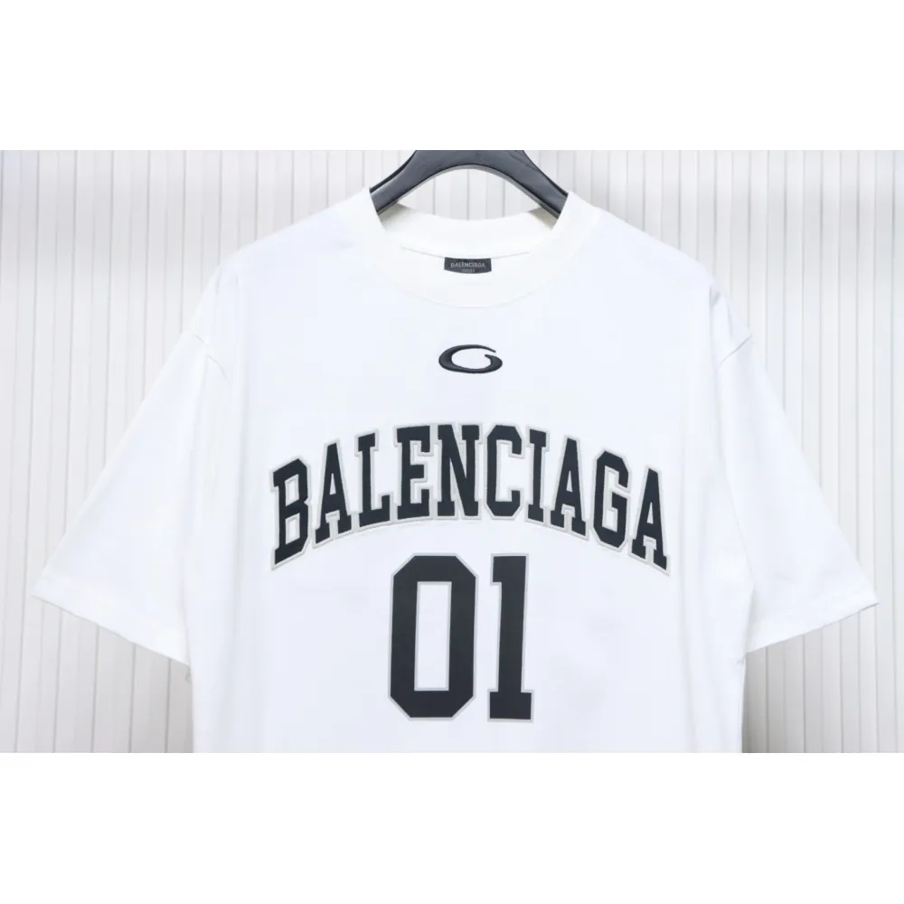 Balenciaga 25ss Basketball Embroidery 01 Print T-shirt White