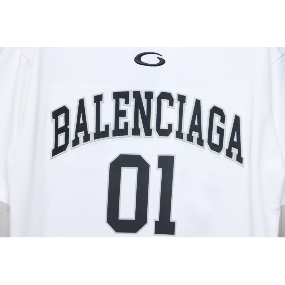 Balenciaga 25ss Basketball Embroidery 01 Print T-shirt White