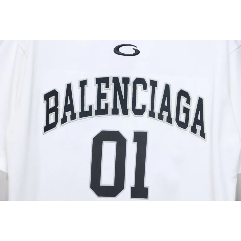 Balenciaga 25ss Basketball Embroidery 01 Print T-shirt White