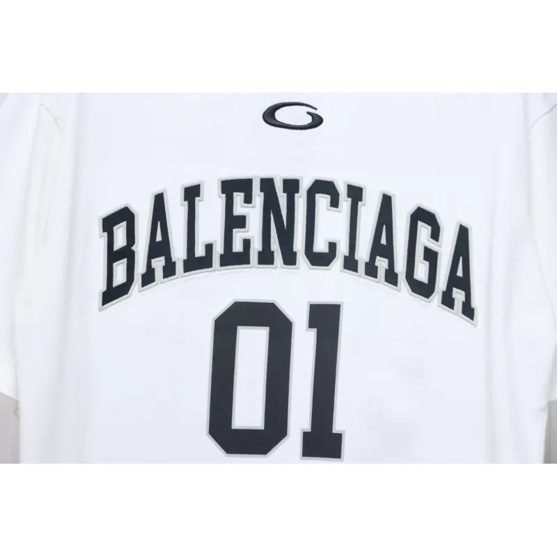 Balenciaga 25ss Basketball Embroidery 01 Print T-shirt White