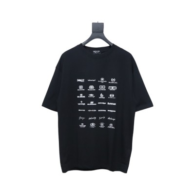 Balenciaga 25ss Multiple LOGO Printed T-shirt Black 01