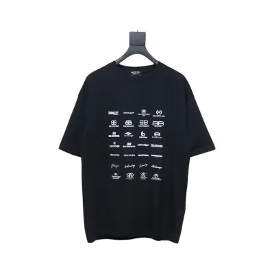 Balenciaga 25ss Multiple LOGO Printed T-shirt Black 01