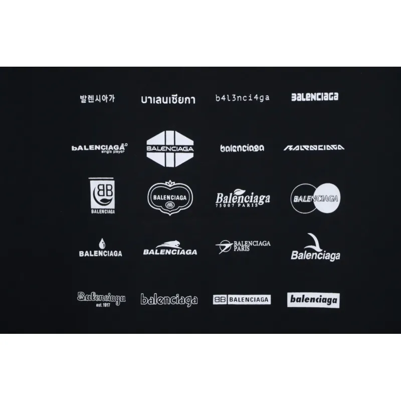 Balenciaga 25ss Multiple LOGO Printed T-shirt Black