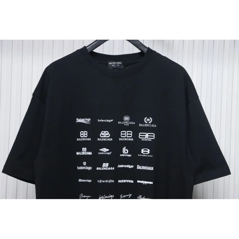 Balenciaga 25ss Multiple LOGO Printed T-shirt Black