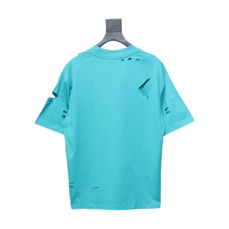 Balenciaga Distressed T-shirt Lake Blue