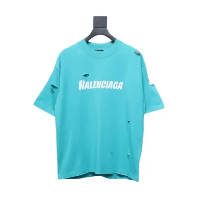 Balenciaga Distressed T-shirt Lake Blue 01