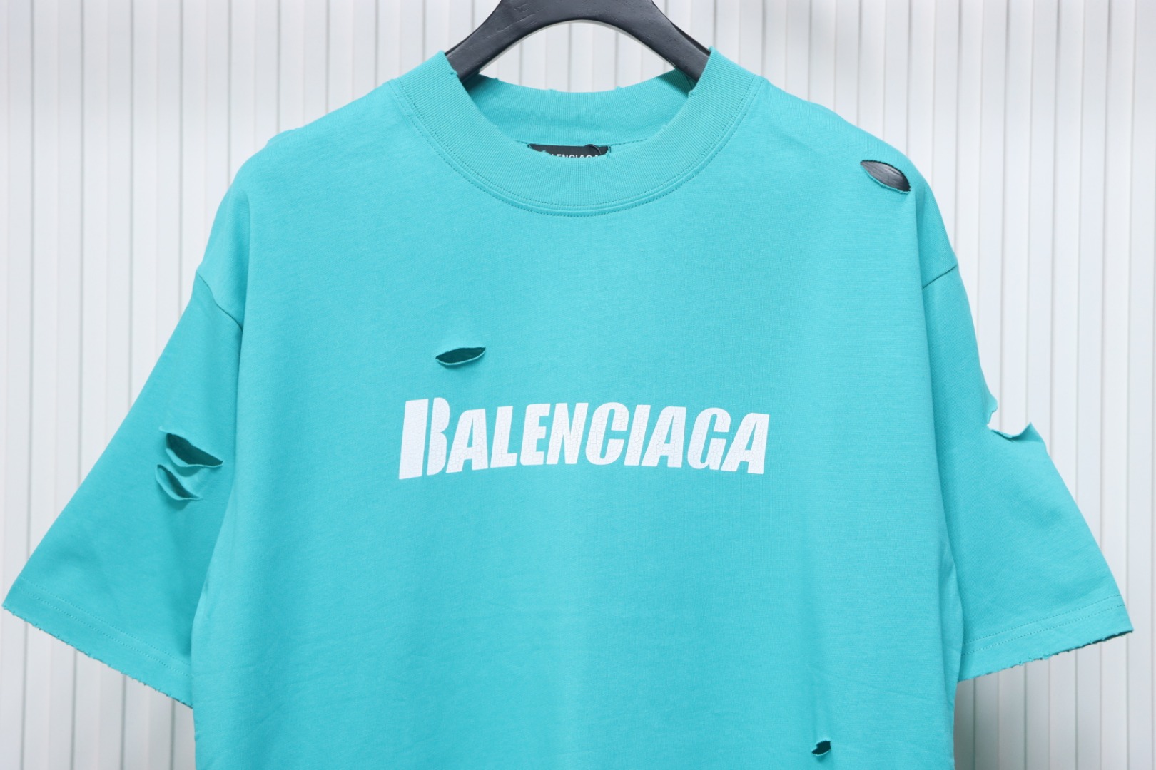 Balenciaga Distressed T-shirt Lake Blue