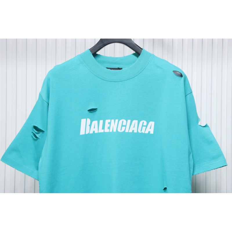 Balenciaga Distressed T-shirt Lake Blue