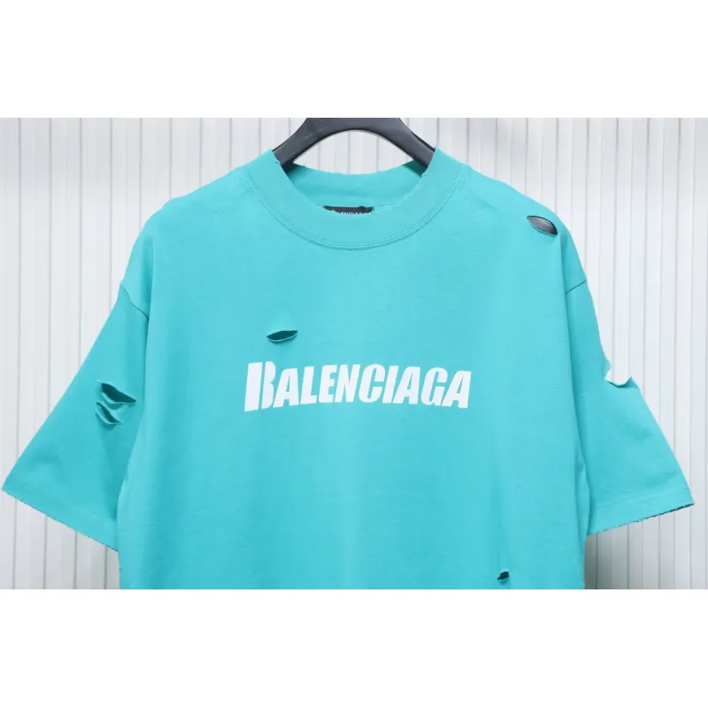 Balenciaga Distressed T-shirt Lake Blue