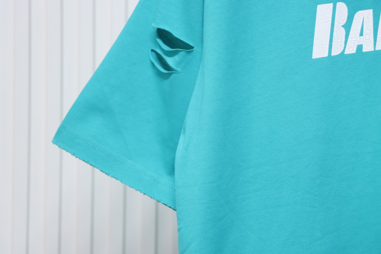 Balenciaga Distressed T-shirt Lake Blue