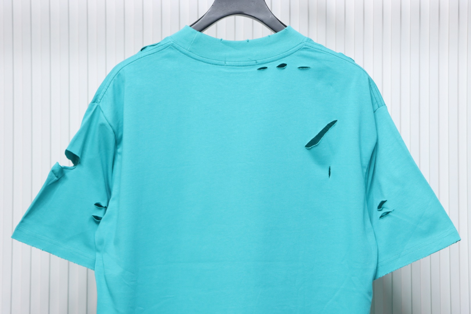 Balenciaga Distressed T-shirt Lake Blue