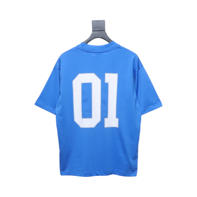 Balenciaga New Embroidered Size 01 Basketball T-shirt Blue