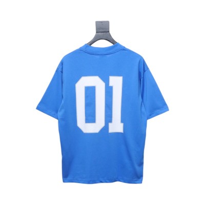 Balenciaga New Embroidered Size 01 Basketball T-shirt Blue 02