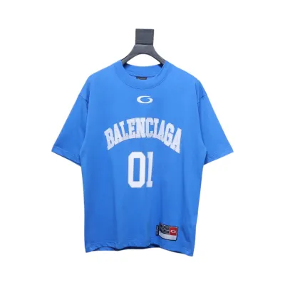 Balenciaga New Embroidered Size 01 Basketball T-shirt Blue 01