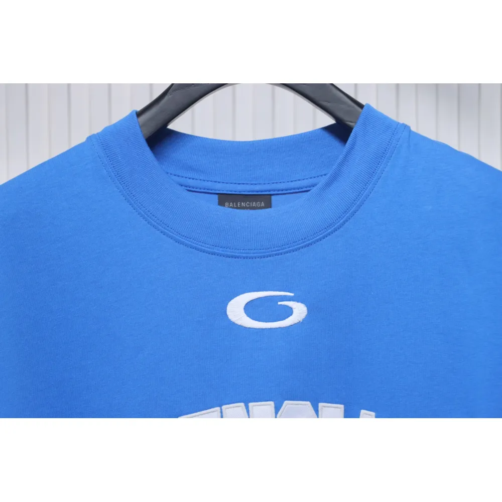 Balenciaga New Embroidered Size 01 Basketball T-shirt Blue