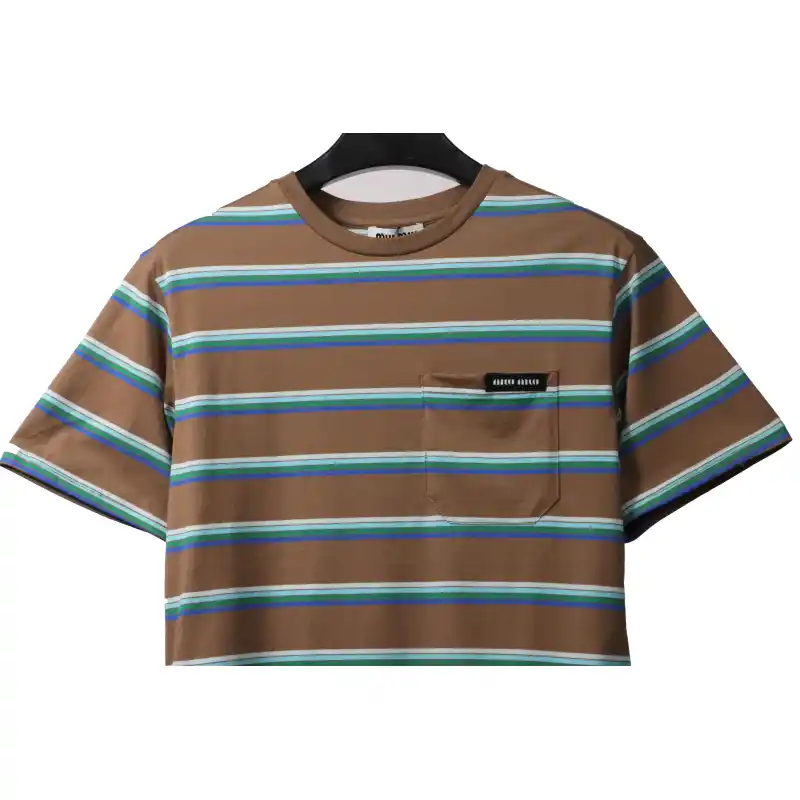 Miumiu Leather Label Pocket Knitted Short Sleeves
