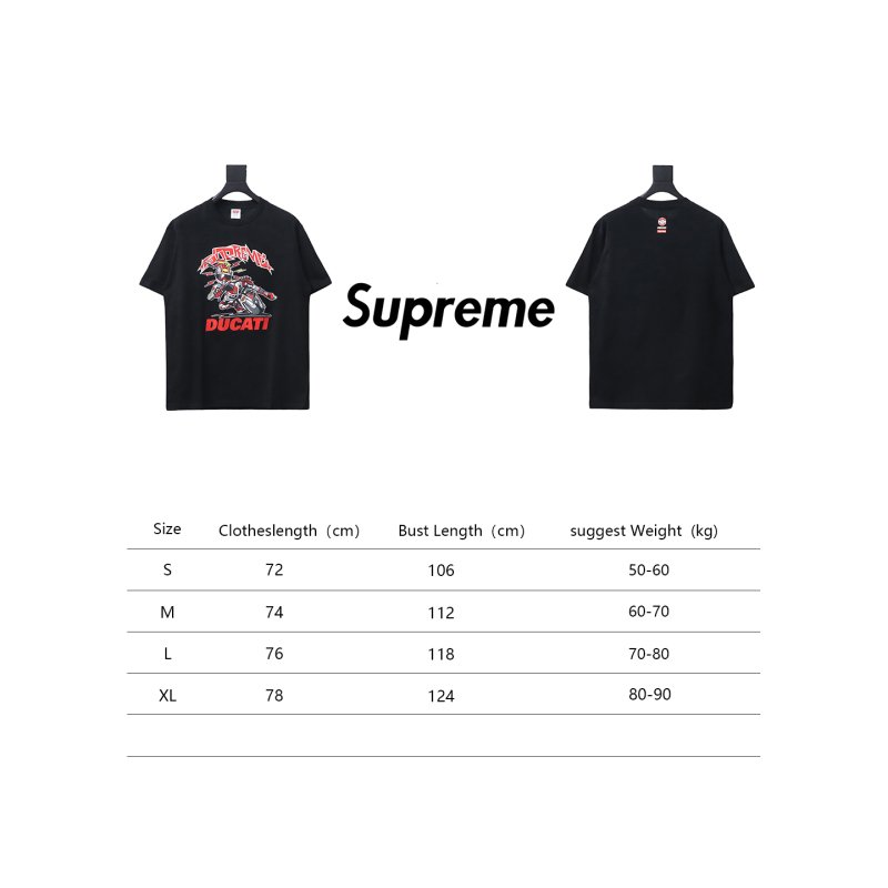 SUPREME X DUCATI Motorcycle People Printed T-shirt WSY2002024009