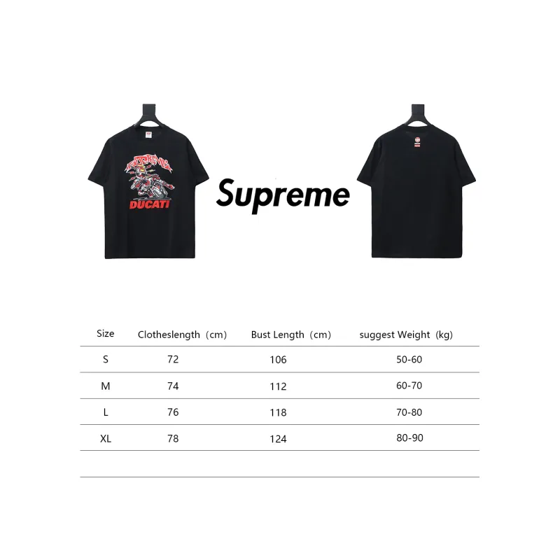 SUPREME X DUCATI Motorcycle People Printed T-shirt WSY2002024009