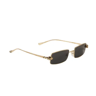 Cartier Eyewear Panthère Rectangle-Frame Crystal-Embellished Gold-Tone Sunglasses 02