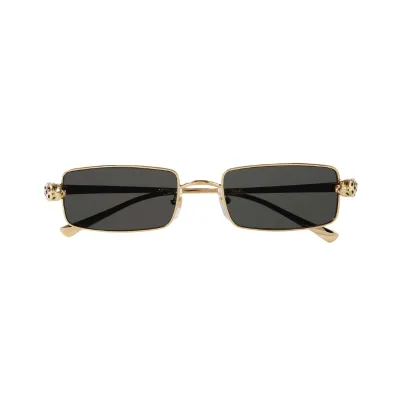 Cartier Eyewear Panthère Rectangle-Frame Crystal-Embellished Gold-Tone Sunglasses 01