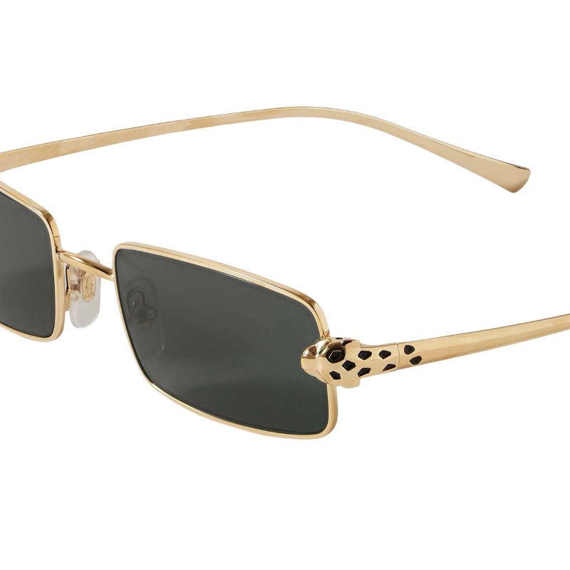 Cartier Eyewear Panthère Rectangle-Frame Crystal-Embellished Gold-Tone Sunglasses