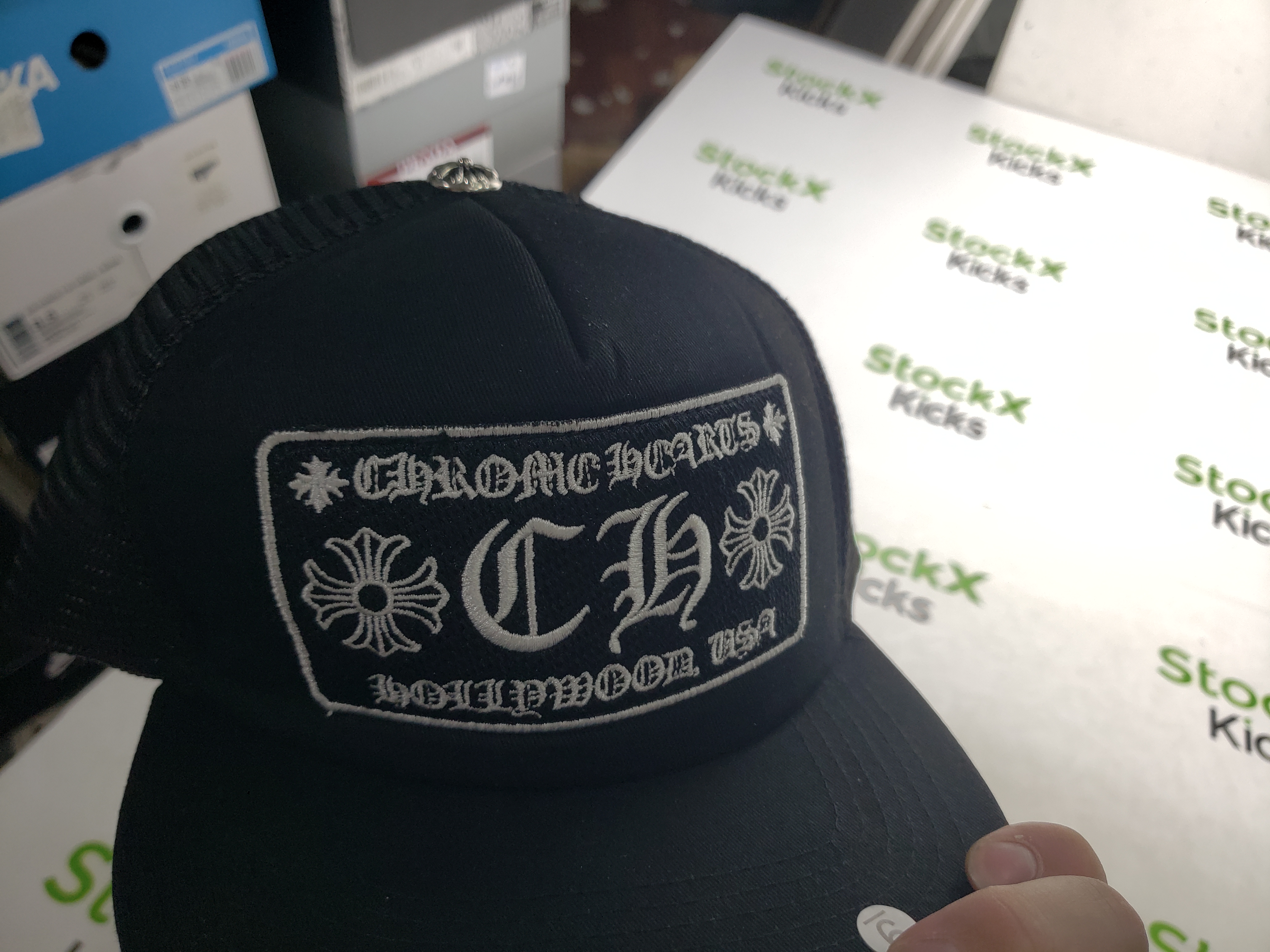 [Add One] Chrome Hearts CH Hollywood Trucker Hat Black/Black CK0723