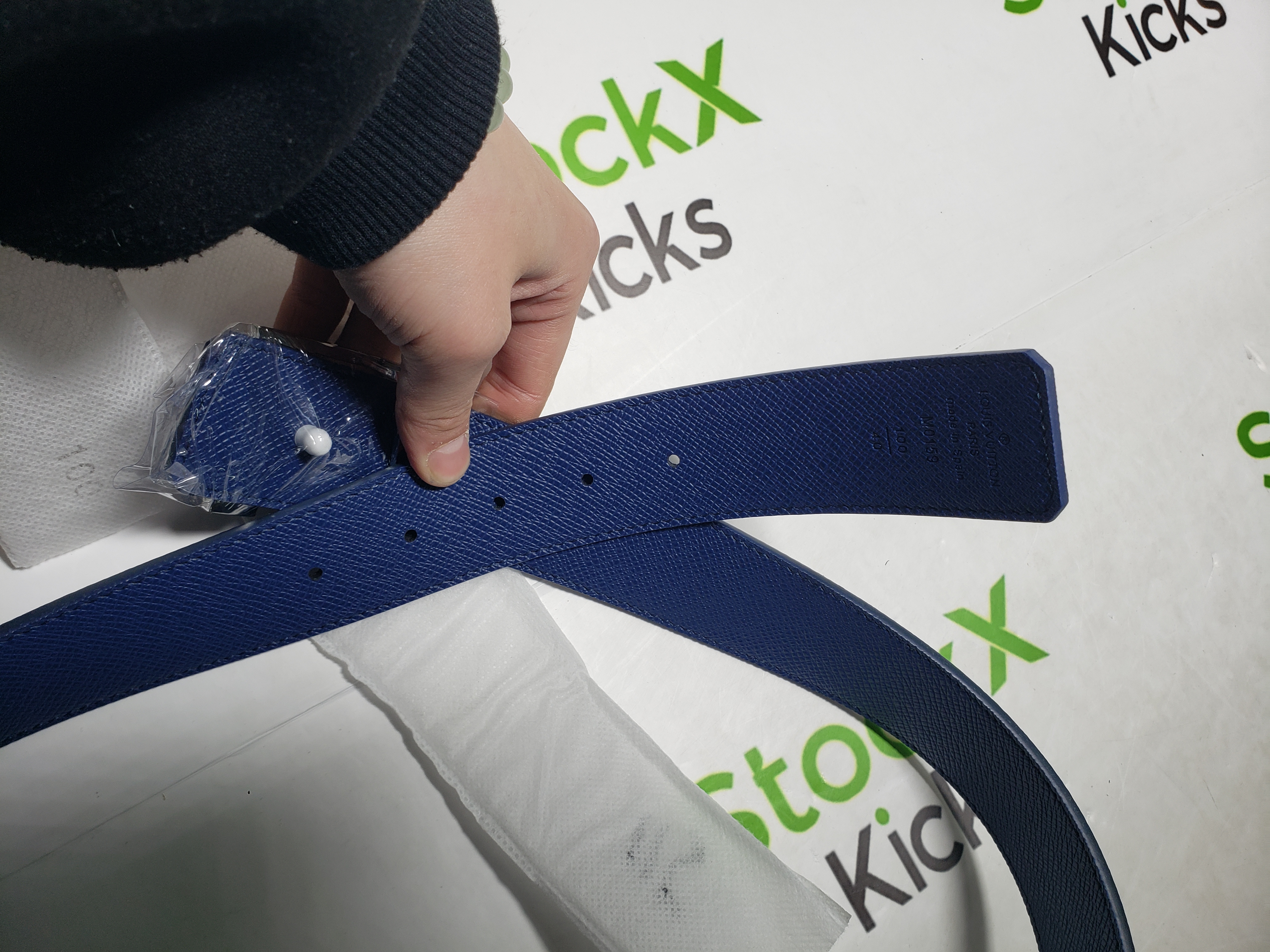 [Add One] Louis Vuitton LV Initiales Reversible Belt Monogram Cobalt Taiga 40MM Blue CK0725