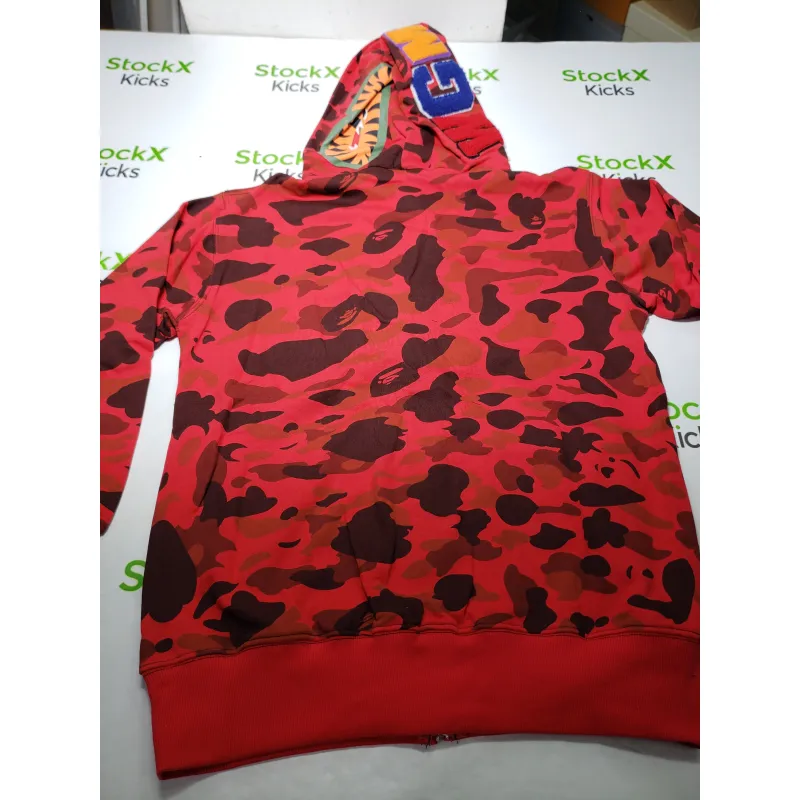 BAPE Color Camo Shark Zip Hoodie Red 4580793322511