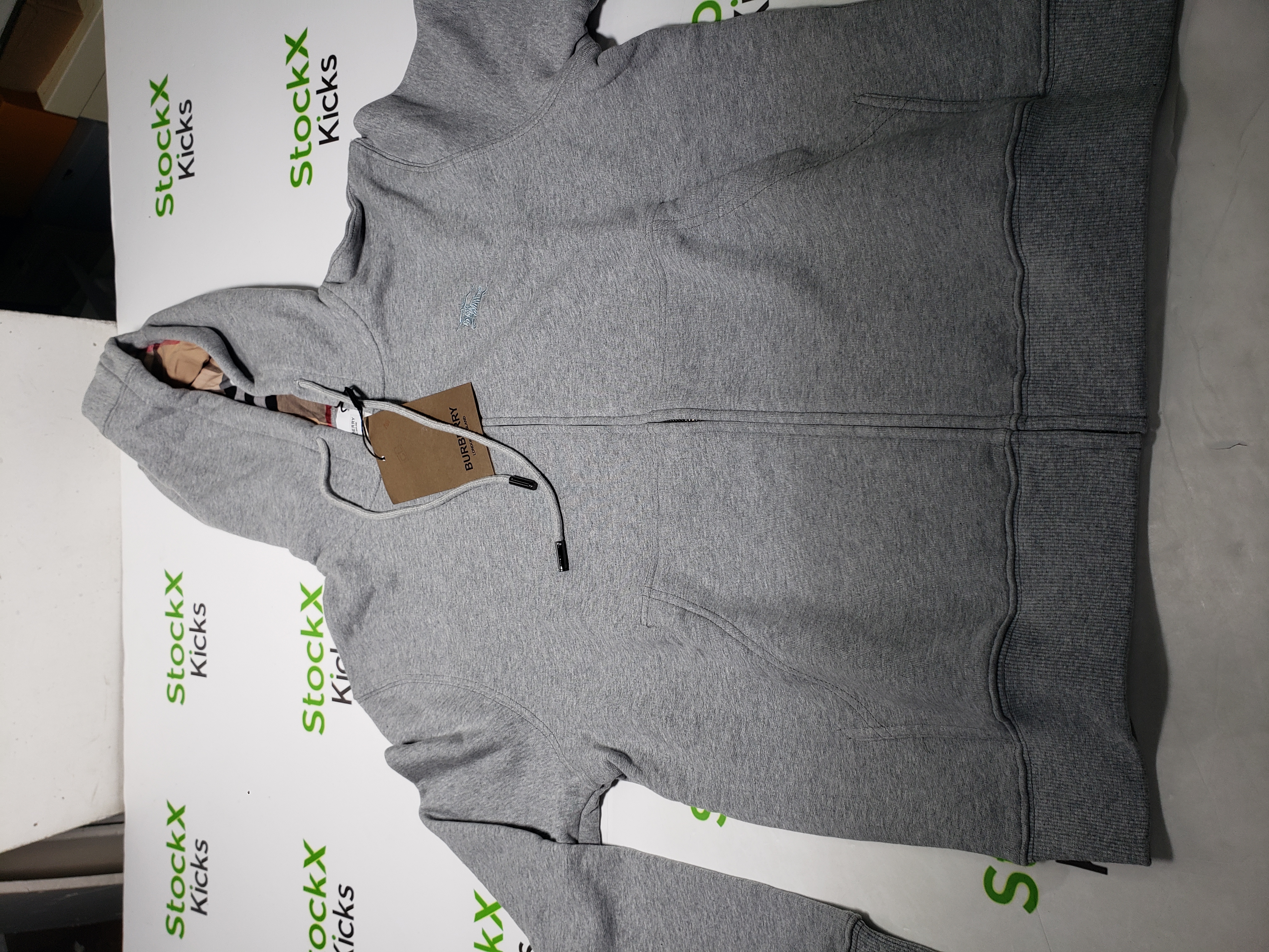 Burberry Embroidered Grey EKD Zip Hoodie Grey CK WH2202024020