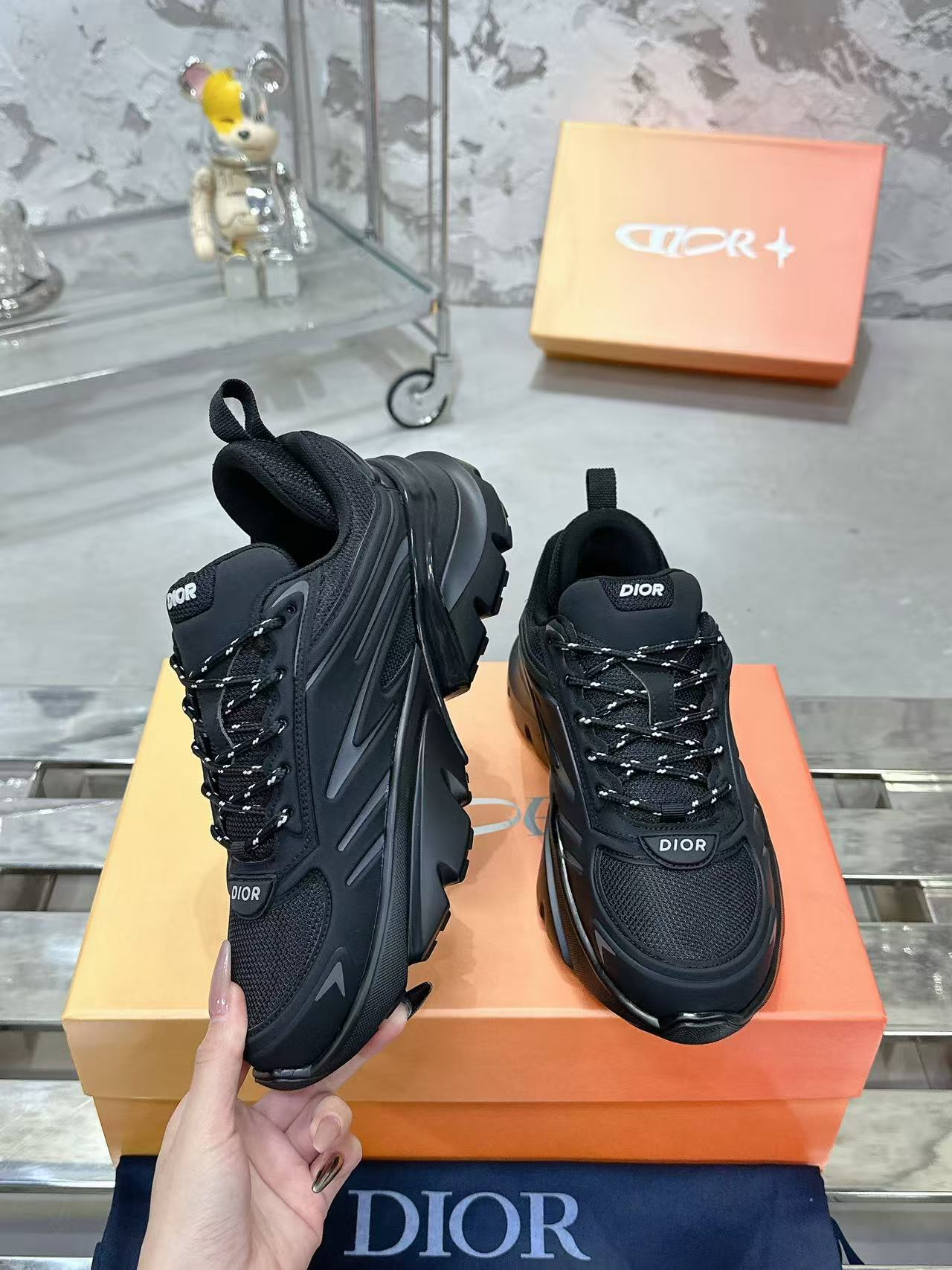 Dior B44 Blade Sneaker Black Technical Mesh and Black Technical Fabric 3SN306ZZY_H981