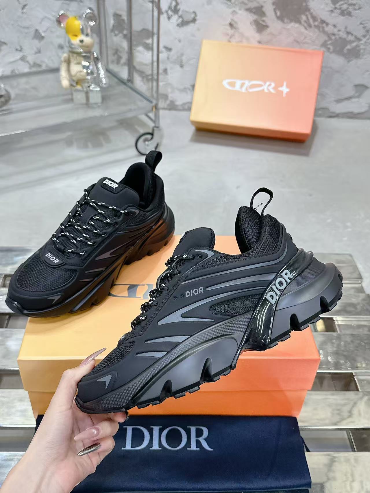 Dior B44 Blade Sneaker Black Technical Mesh and Black Technical Fabric 3SN306ZZY_H981