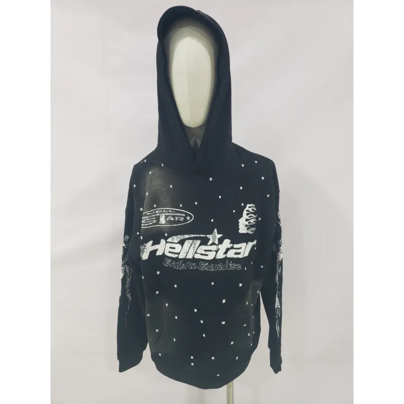 Hellstar Racer Hooded Vintage Black Hoodie