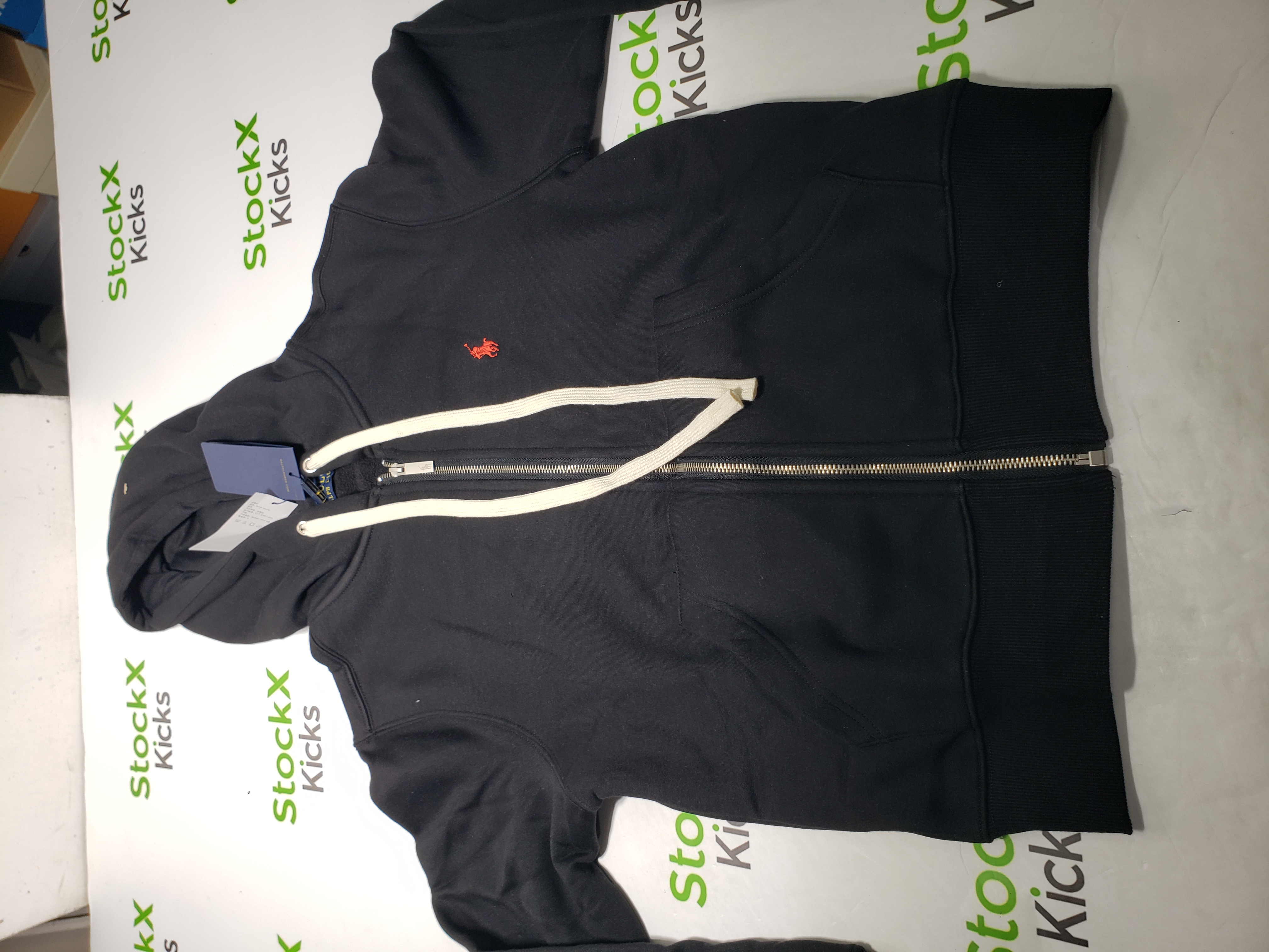 Polo Ralph Lauren Men's Double Knit Full-Zip Hoodie Sweatshirt Black and Red