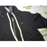 Polo Ralph Lauren Men's Double Knit Full-Zip Hoodie Sweatshirt Black and Red