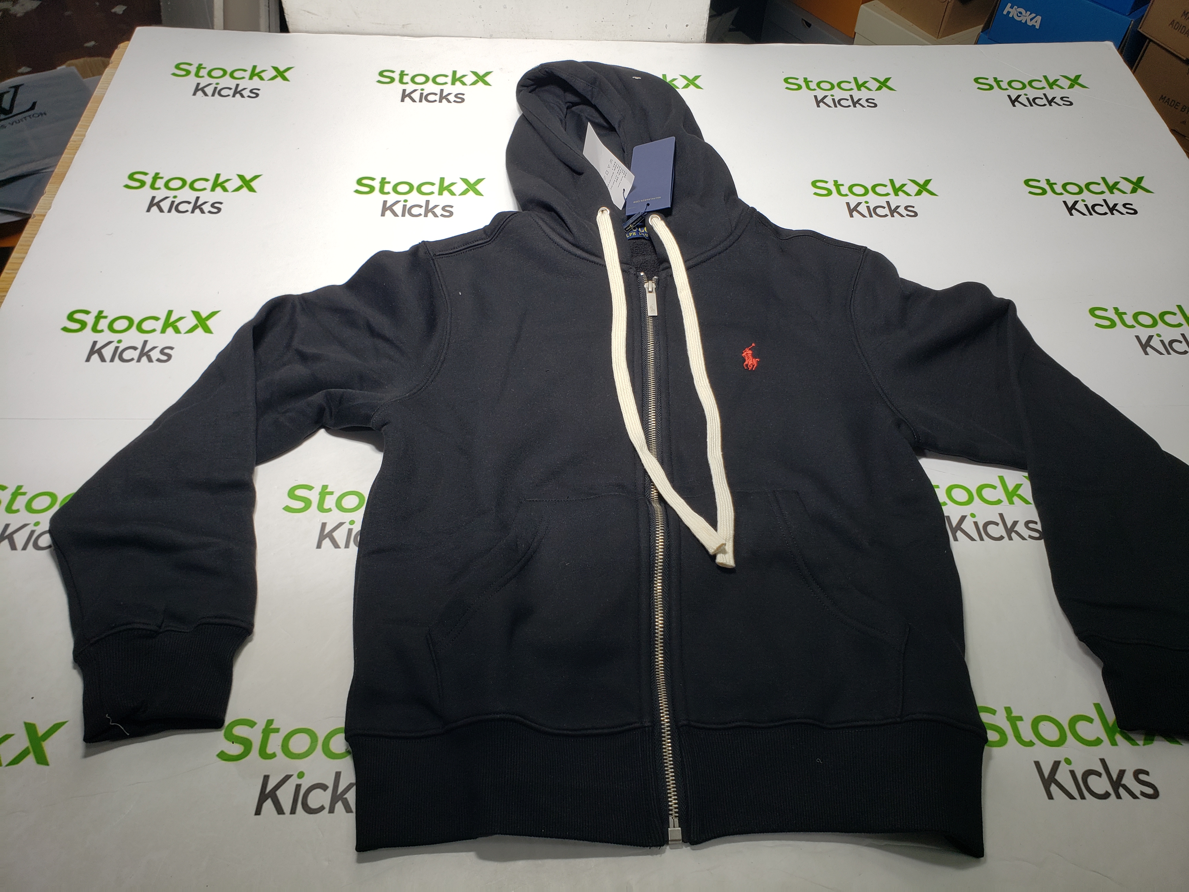 Polo Ralph Lauren Men's Double Knit Full-Zip Hoodie Sweatshirt Black and Red