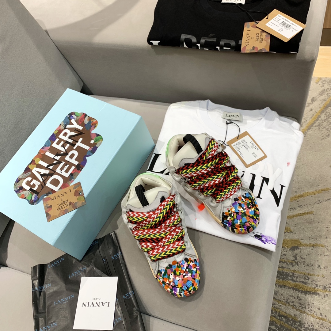 Gallery Dept. x Lanvin Printed Curb Sneakers White PB FM-SKRK11-DRGD-E21