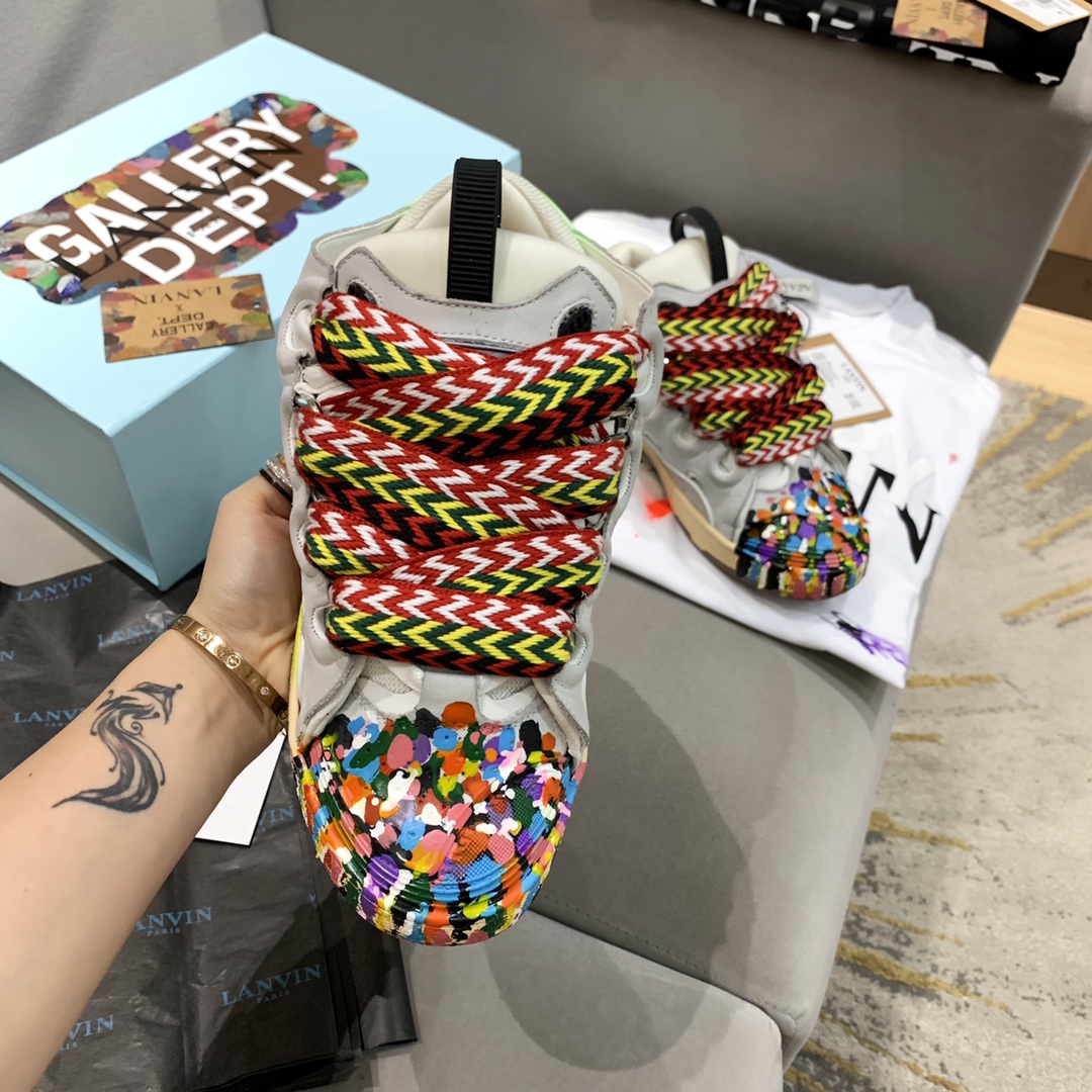 Gallery Dept. x Lanvin Printed Curb Sneakers White PB FM-SKRK11-DRGD-E21