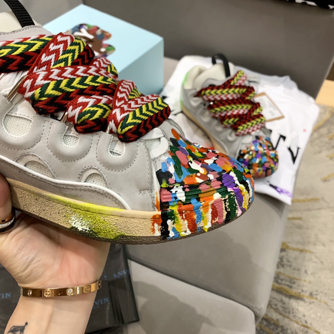 Gallery Dept. x Lanvin Printed Curb Sneakers White PB FM-SKRK11-DRGD-E21