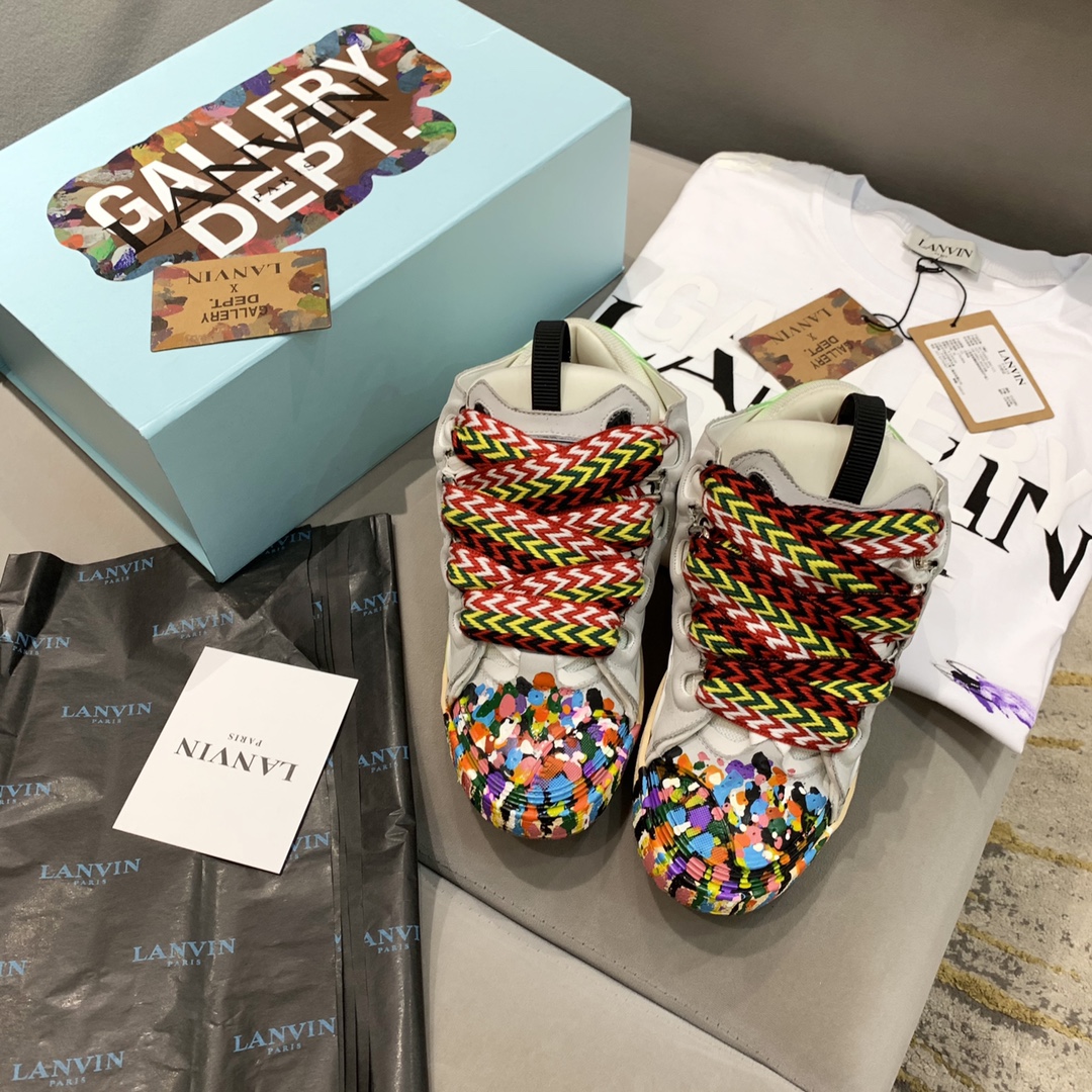 Gallery Dept. x Lanvin Printed Curb Sneakers White PB FM-SKRK11-DRGD-E21