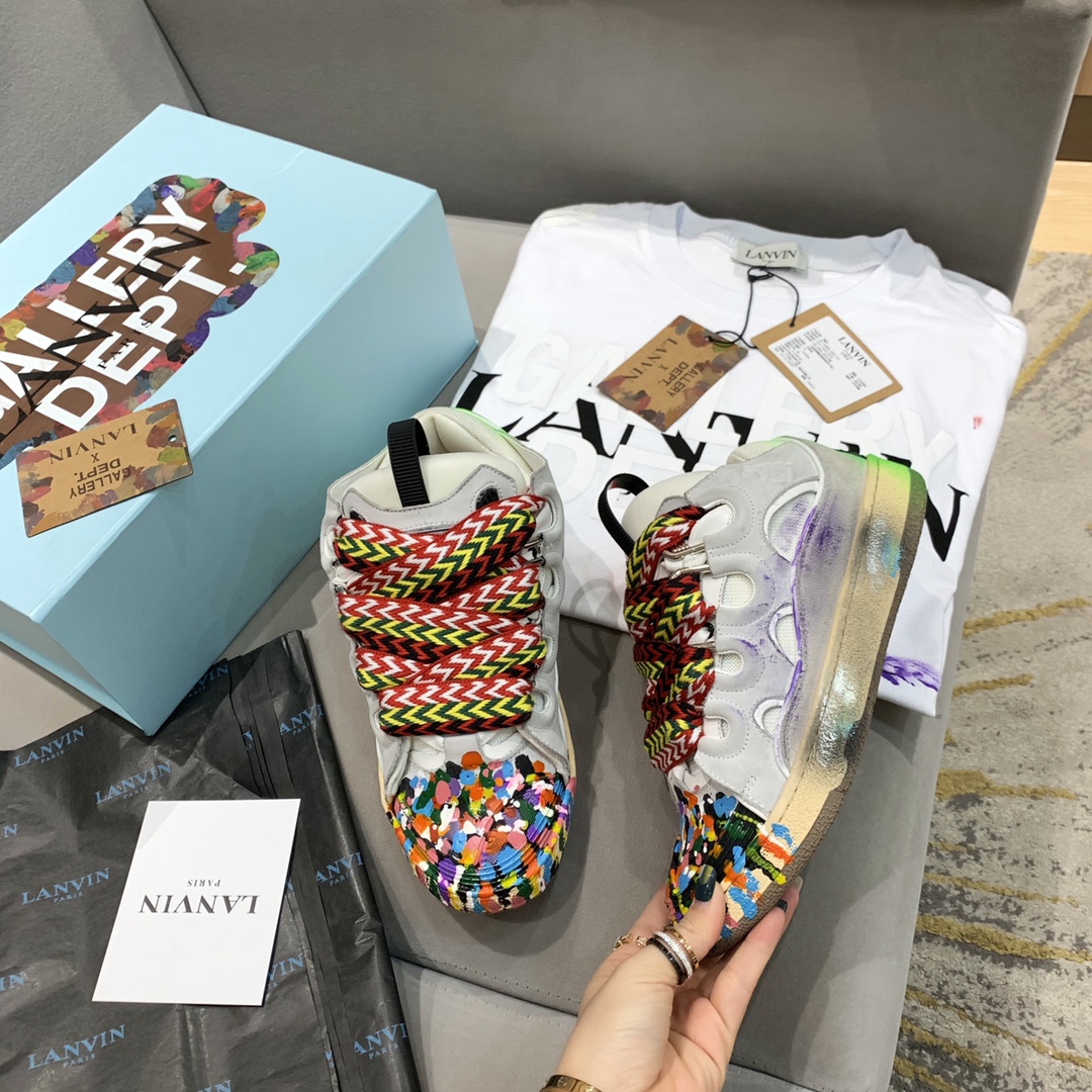 Gallery Dept. x Lanvin Printed Curb Sneakers White PB FM-SKRK11-DRGD-E21