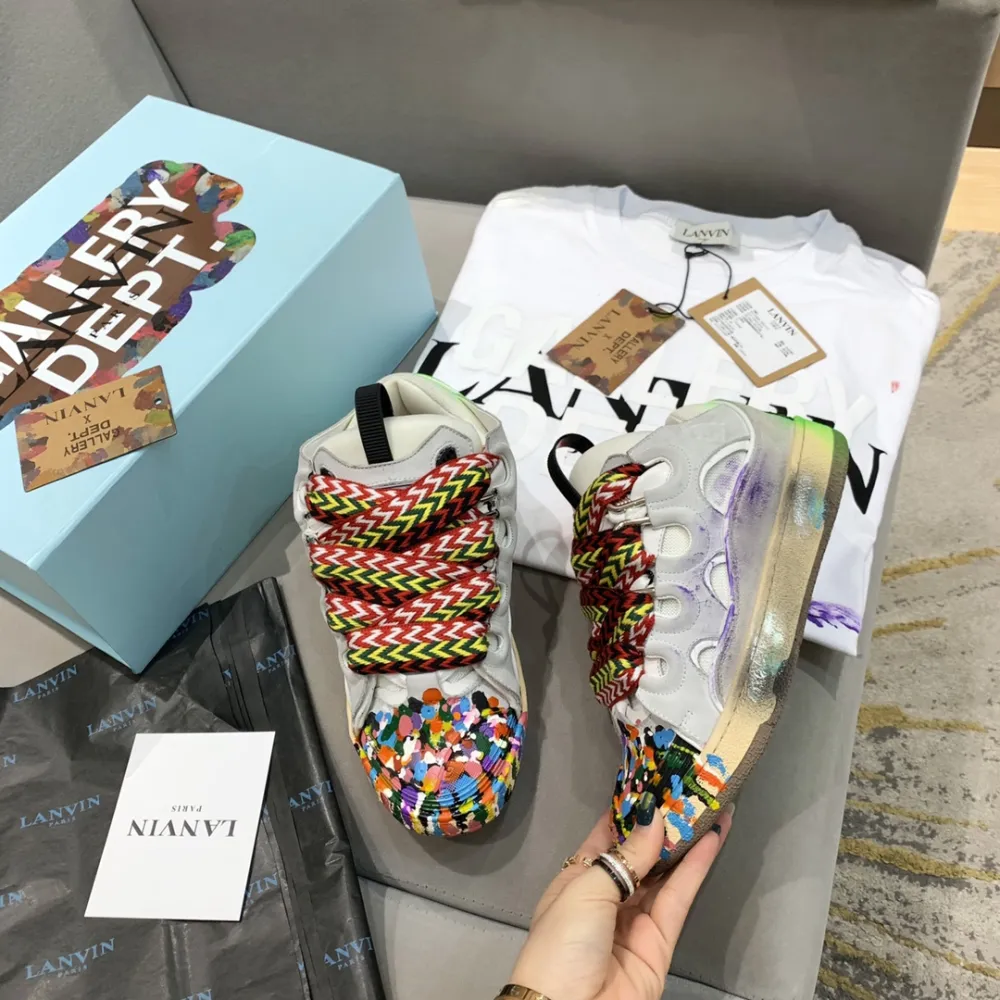 Gallery Dept. x Lanvin Printed Curb Sneakers White PB FM-SKRK11-DRGD-E21