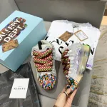 Gallery Dept. x Lanvin Printed Curb Sneakers White PB FM-SKRK11-DRGD-E21