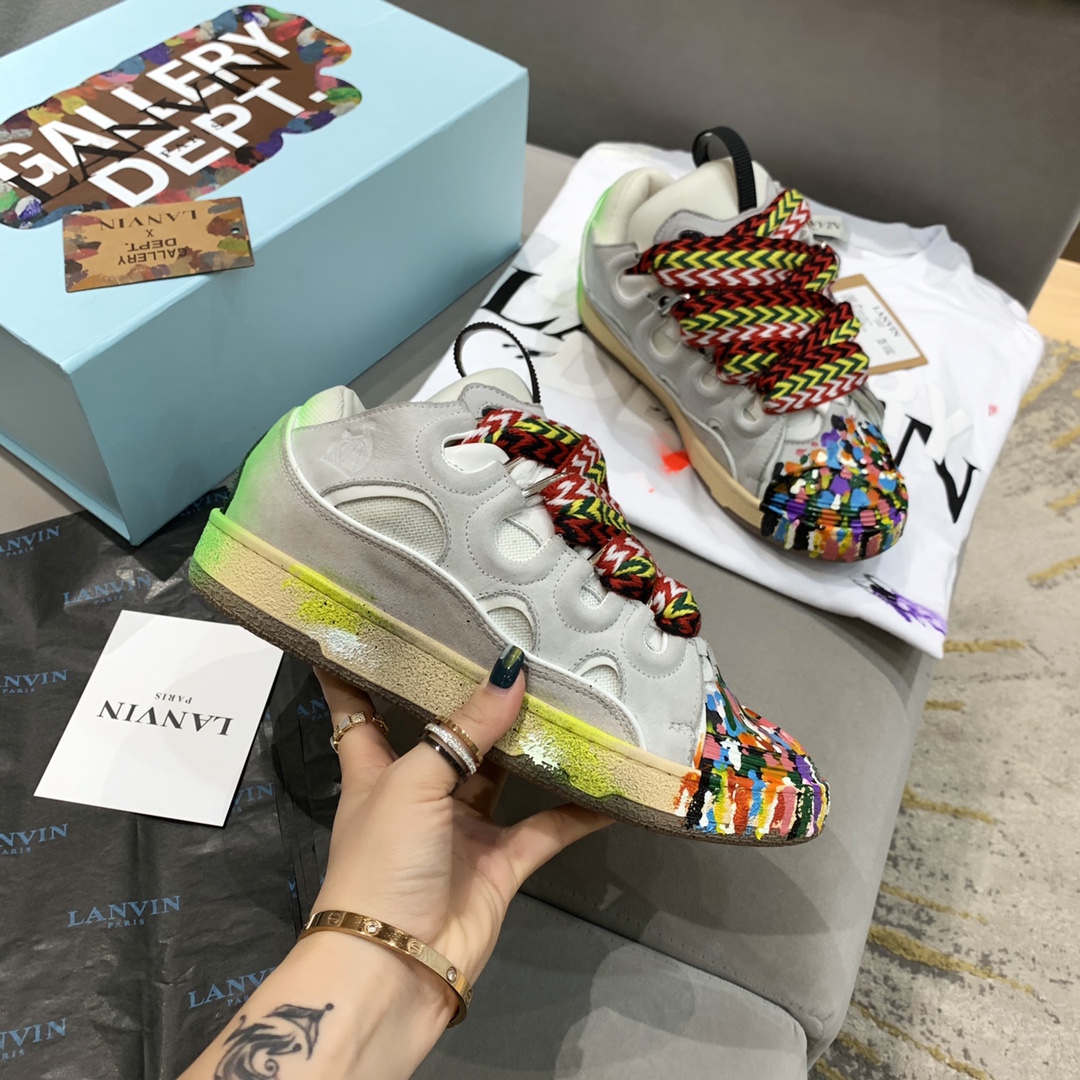 Gallery Dept. x Lanvin Printed Curb Sneakers White PB FM-SKRK11-DRGD-E21